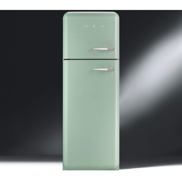 Smeg FAB30LFG Fifties Style Left Hand Hinge Top Mount Freestanding Fridge Freezer - Pastel Green