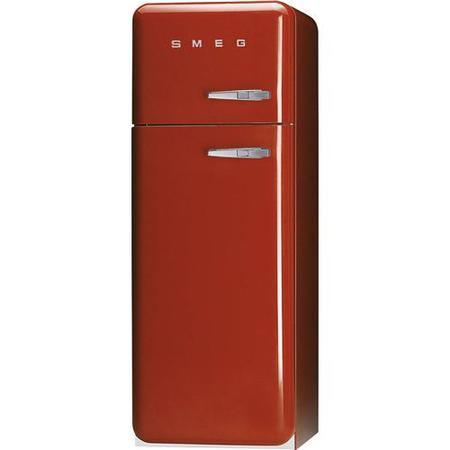 Smeg FAB30LFR Fifties Style Left Hand Hinge Top Mount Freestanding Fridge Freezer - Red