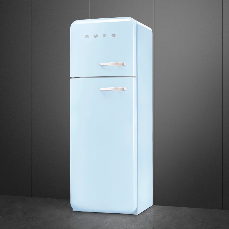 Smeg 294 Litre Fifties Style Left Hand Hinge 70/30 Fridge Freezer - Pastel Blue