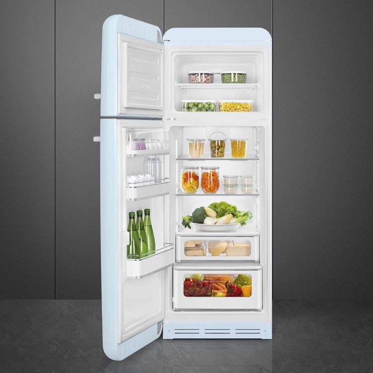 Smeg 294 Litre Fifties Style Left Hand Hinge 70/30 Fridge Freezer - Pastel Blue