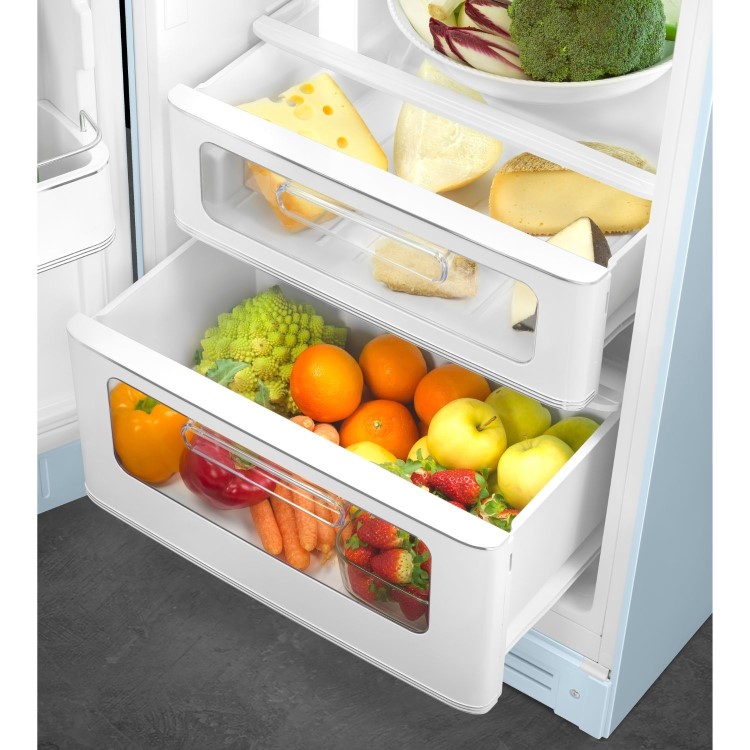 Smeg 294 Litre Fifties Style Left Hand Hinge 70/30 Fridge Freezer - Pastel Blue