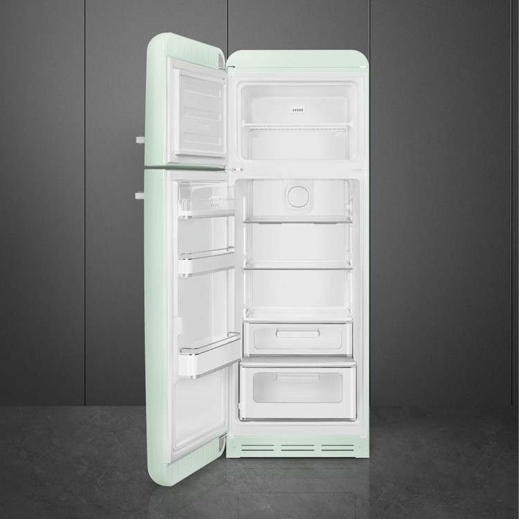 Smeg 294 Litre Fifties Style Left Hand Hinge 70/30 Fridge Freezer - Pastel Green