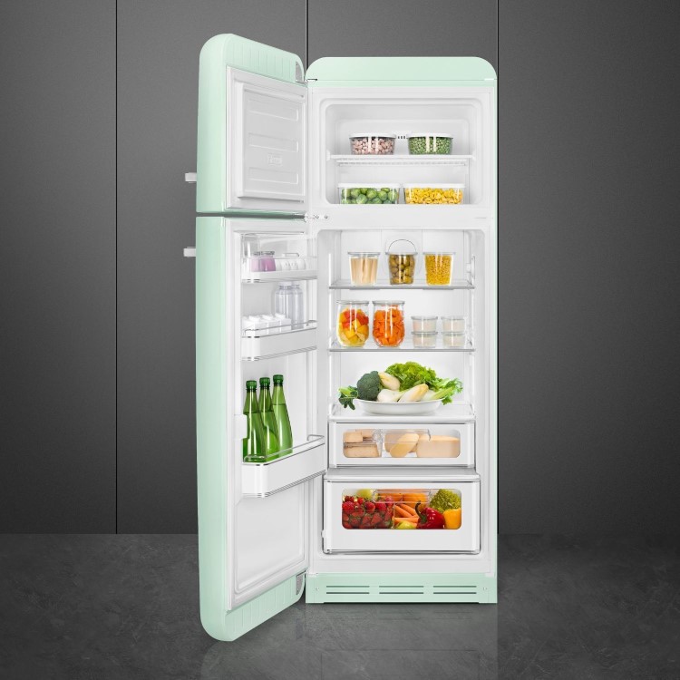 Smeg 294 Litre Fifties Style Left Hand Hinge 70/30 Fridge Freezer - Pastel Green