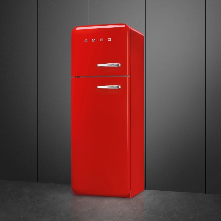 Smeg 294 Litre Fifties Style Left Hand Hinge 70/30 Fridge Freezer - Red