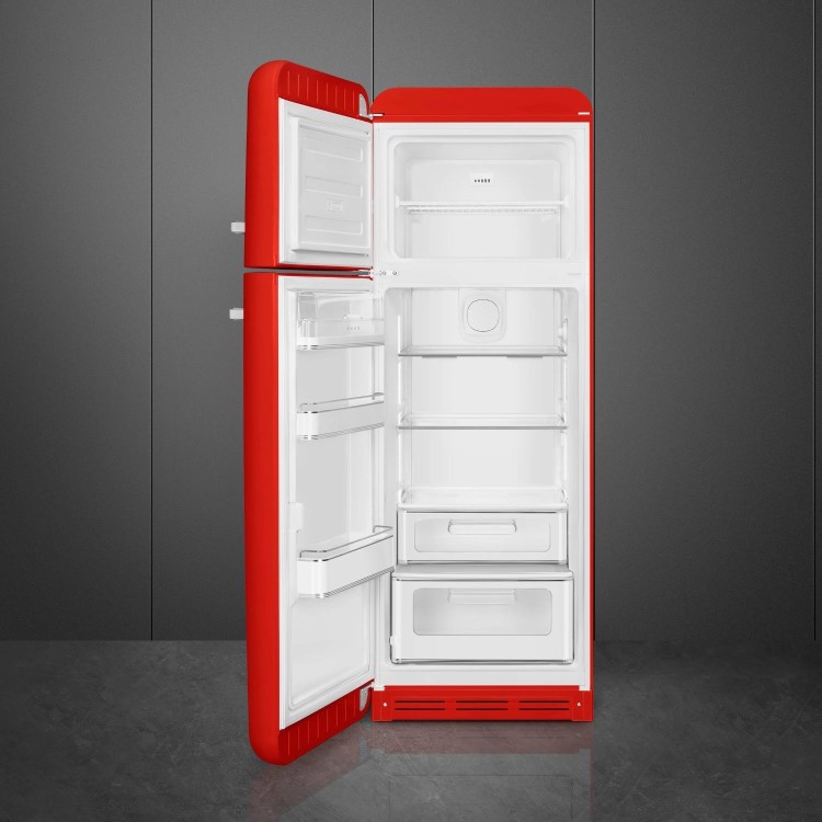 Smeg 294 Litre Fifties Style Left Hand Hinge 70/30 Fridge Freezer - Red