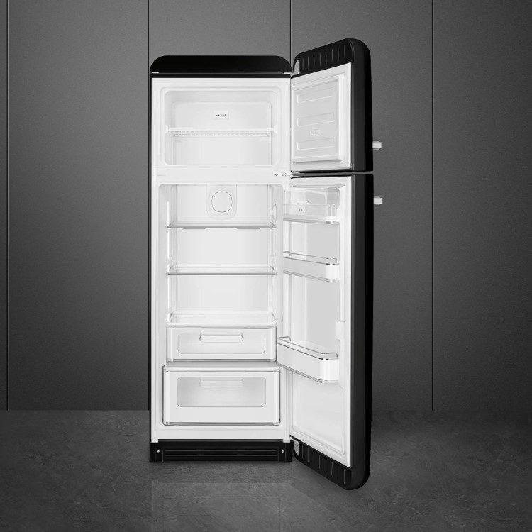 Smeg 294 Litre Fifties Style Right Hand Hinge 70/30 Fridge Freezer - Black