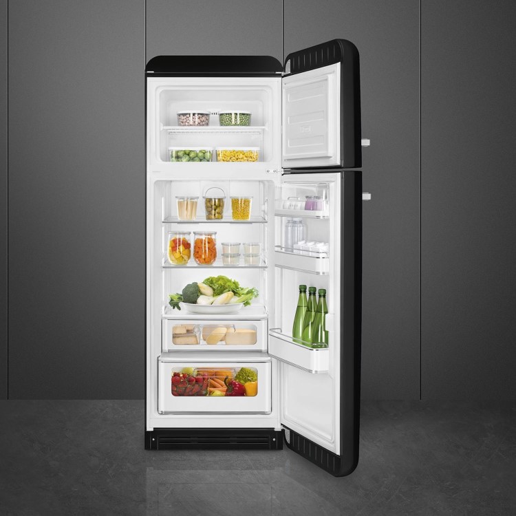 Smeg 294 Litre Fifties Style Right Hand Hinge 70/30 Fridge Freezer - Black
