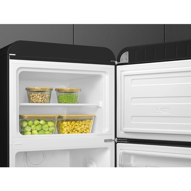 Smeg 294 Litre Fifties Style Right Hand Hinge 70/30 Fridge Freezer - Black