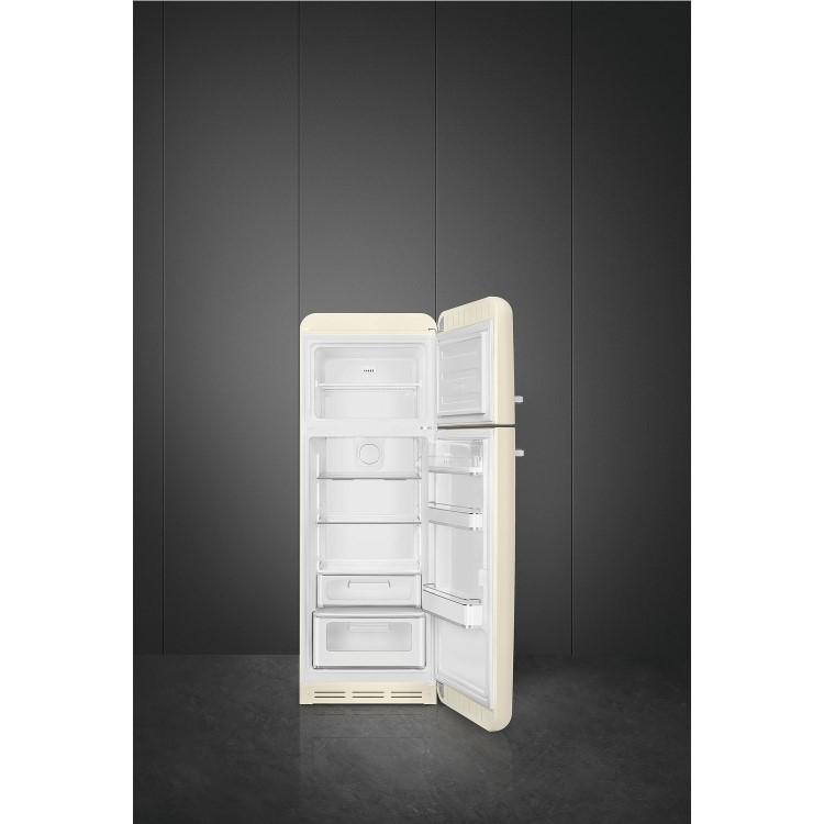 Refurbished Smeg FAB30RCR5UK Freestanding 294 Litre Fifties Style Right Hand Hinge Top Mount Fridge Freezer Cream