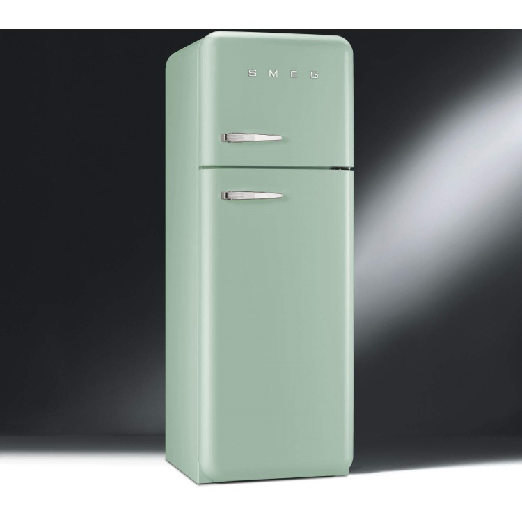 Smeg FAB30RFG Fifties Style Right Hand Hinge Top Mount Freestanding Fridge Freezer - Pastel Green