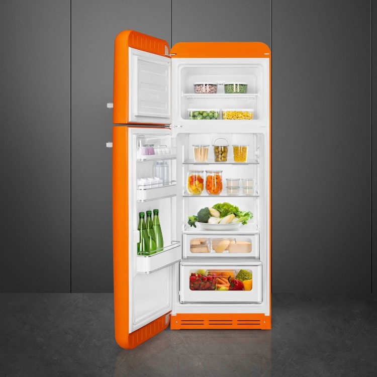 Smeg 294 Litre Fifties Style Right Hand Hinge 70/30 Fridge Freezer - Orange