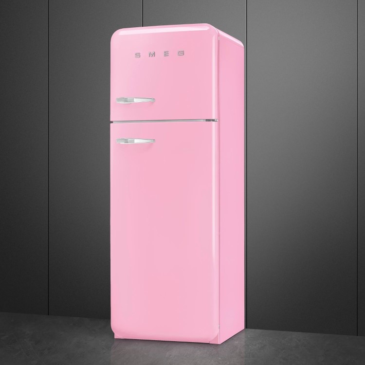 Smeg 294 Litre Fifties Style Right Hand Hinge 70/30 Fridge Freezer - Pink