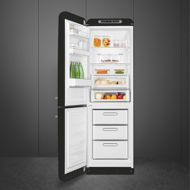 Smeg 331 Litre Fifties Style Left Hand Hinge 70/30 Fridge Freezer - Black