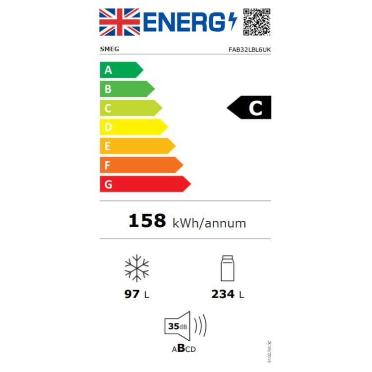 Smeg 331 Litre Fifties Style Left Hand Hinge 70/30 Fridge Freezer - Black