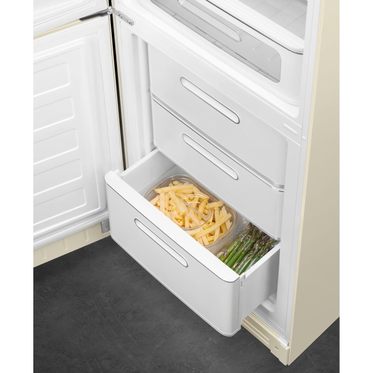 Smeg 331 Litre Fifties Style Left Hand Hinge 70/30 Fridge Freezer - Cream