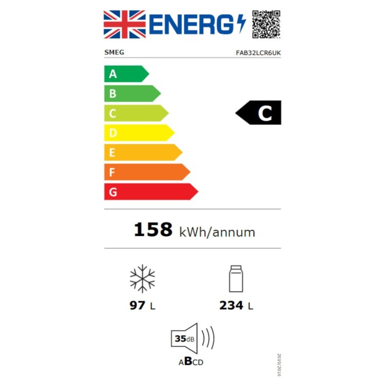 Smeg 331 Litre Fifties Style Left Hand Hinge 70/30 Fridge Freezer - Cream