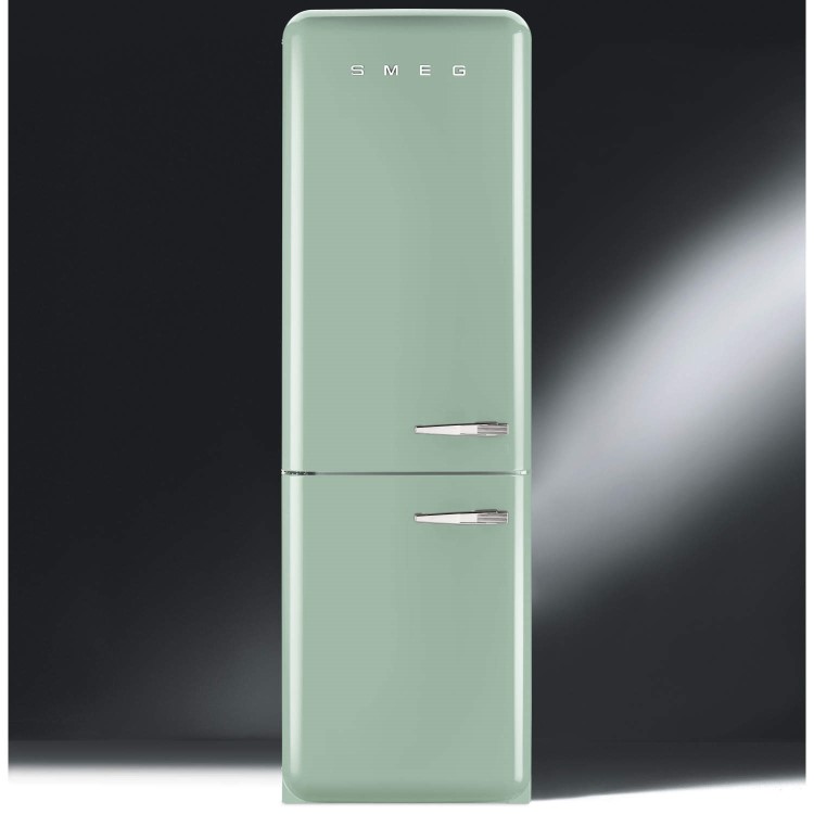 Smeg FAB32LNG Fifties Style Frost Free Left Hand Hinge Freestanding Fridge Freezer Pastel Green
