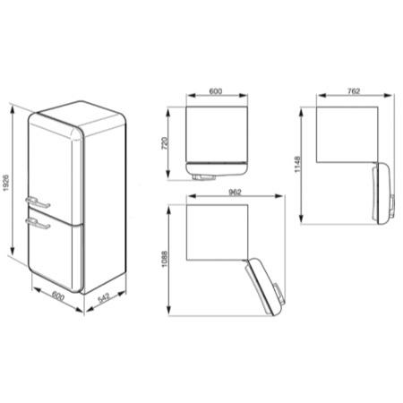 Smeg FAB32LNG Fifties Style Frost Free Left Hand Hinge Freestanding Fridge Freezer Pastel Green