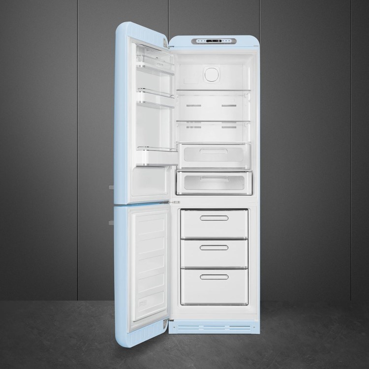 Smeg 331 Litre Fifties Style Left Hand Hinge 70/30 Fridge Freezer - Pastel Blue