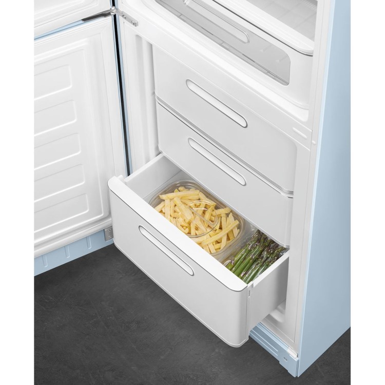Smeg 331 Litre Fifties Style Left Hand Hinge 70/30 Fridge Freezer - Pastel Blue