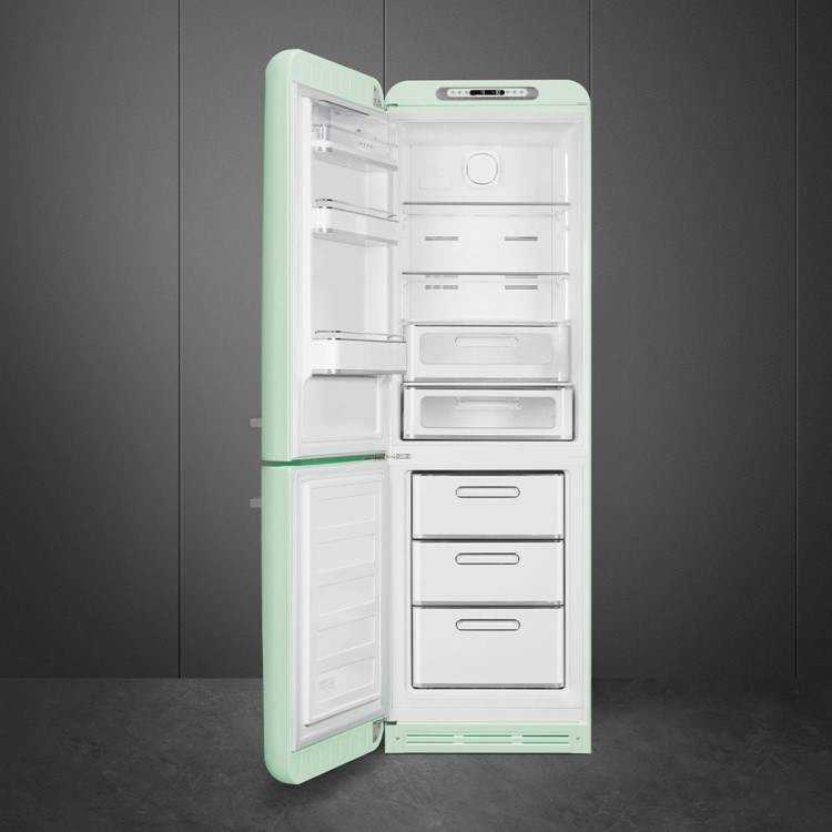 Smeg 331 Litre Fifties Style Left Hand Hinge 70/30 Fridge Freezer - Pastel Green
