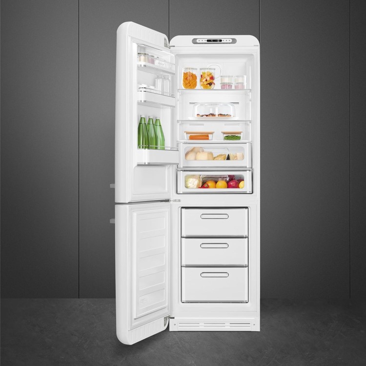 Smeg 331 Litre Fifties Style Left Hand Hinge 70/30 Fridge Freezer - White