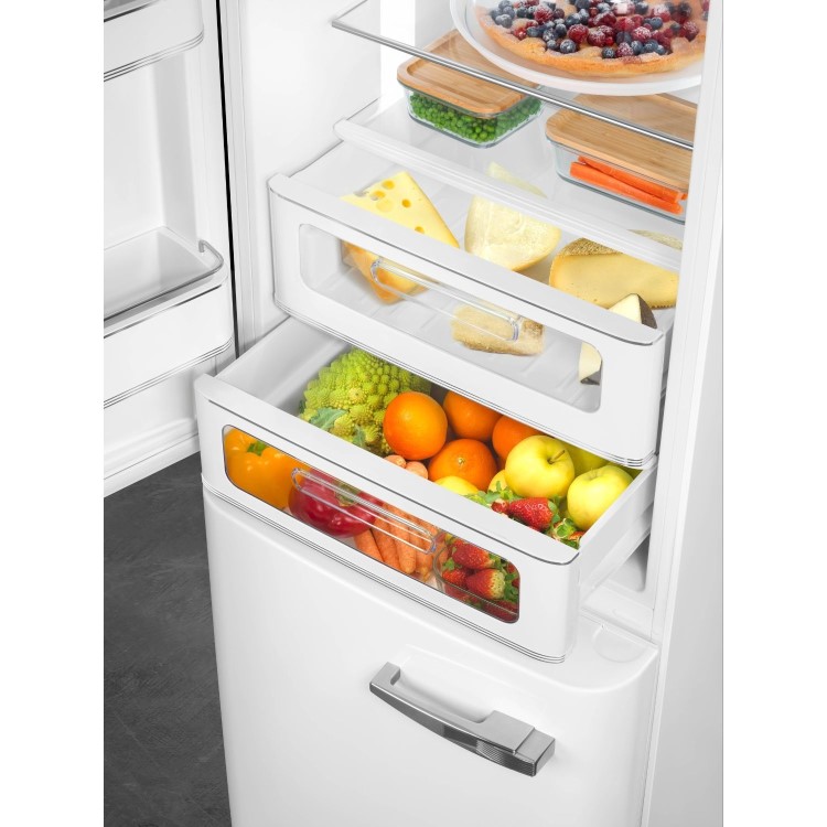 Smeg 331 Litre Fifties Style Left Hand Hinge 70/30 Fridge Freezer - White