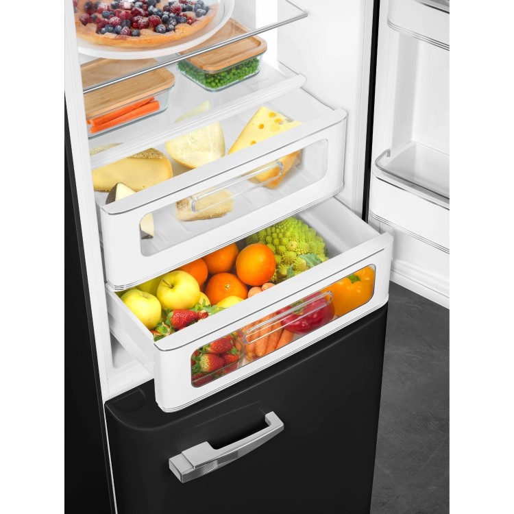 Smeg 331 Litre Fifties Style Right Hand Hinge 70/30 Fridge Freezer - Black