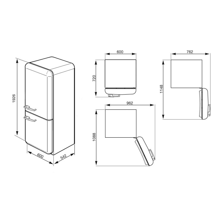 Smeg FAB32RFL Fifties Style Right Hand Hinge Freestanding Fridge Freezer - Lime Green