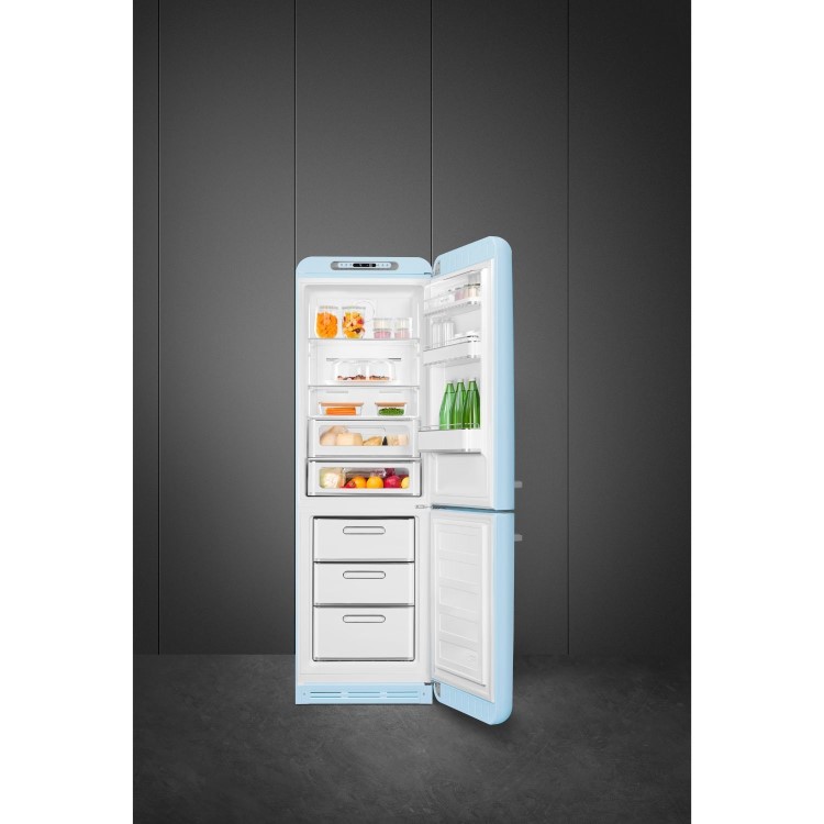 Smeg 331 Litre Fifties Style Right Hand Hinge 70/30  Fridge Freezer - Pastel Blue