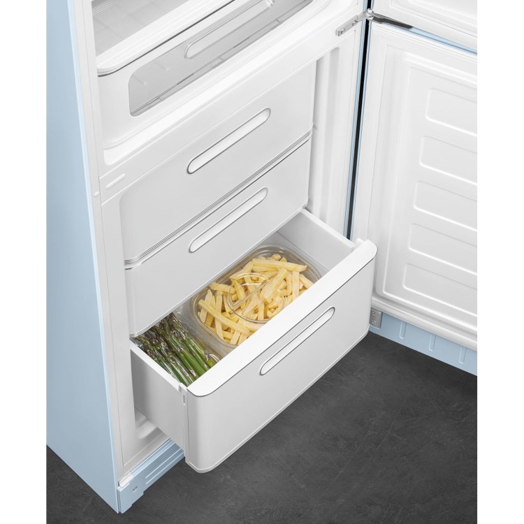 Smeg 331 Litre Fifties Style Right Hand Hinge 70/30  Fridge Freezer - Pastel Blue