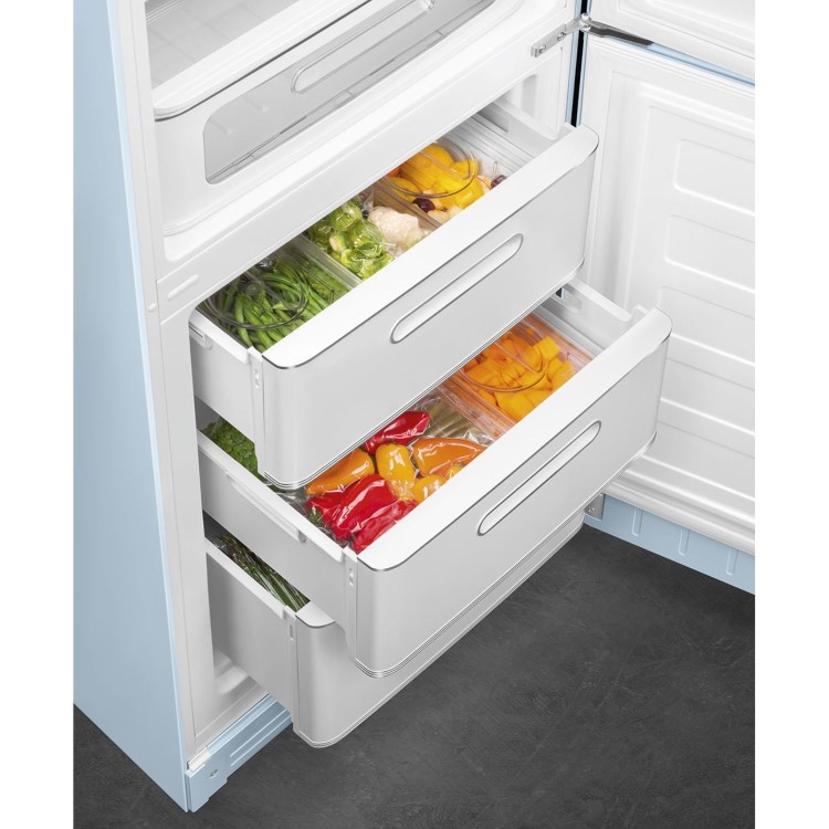 Smeg 331 Litre Fifties Style Right Hand Hinge 70/30  Fridge Freezer - Pastel Blue