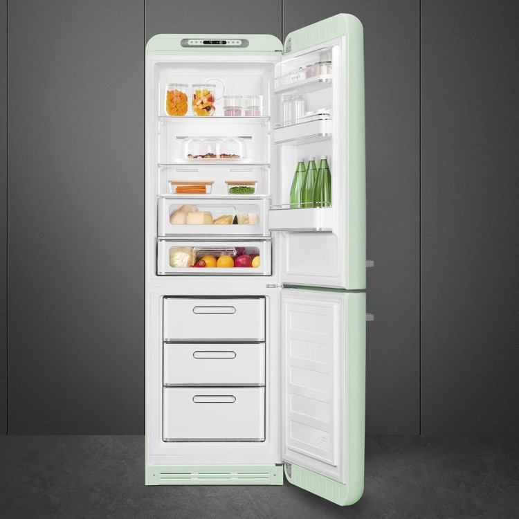 Smeg 331 Litre Fifties Style Right Hand Hinge 70/30 Fridge Freezer - Pastel Green