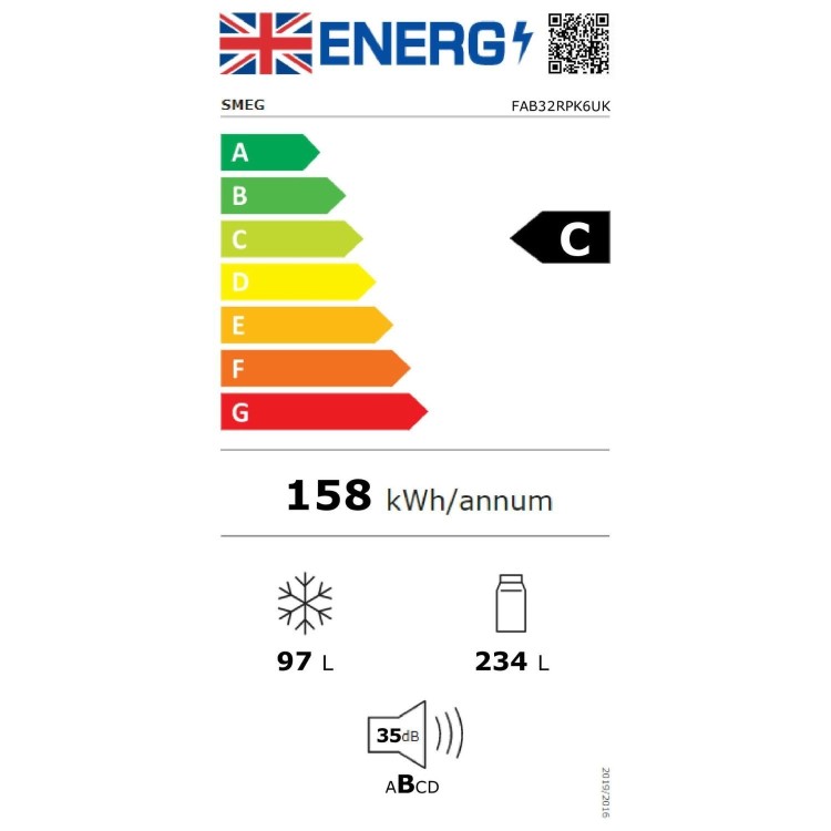 Smeg 331 Litre Fifties Style Right Hand Hinge 70/30 Fridge Freezer - Pink