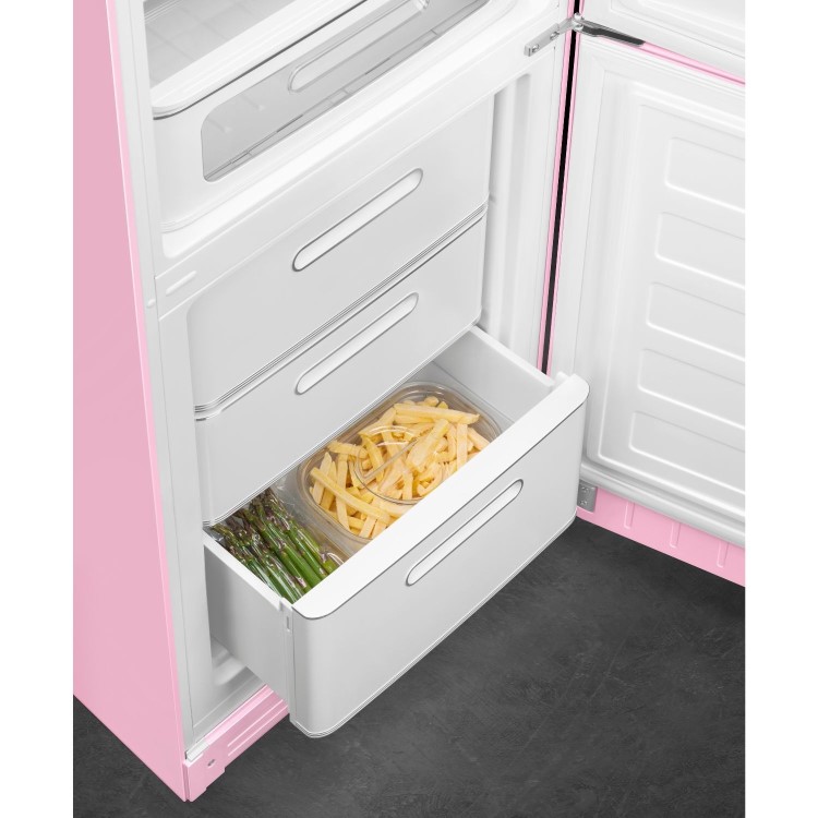 Smeg 331 Litre Fifties Style Right Hand Hinge 70/30 Fridge Freezer - Pink