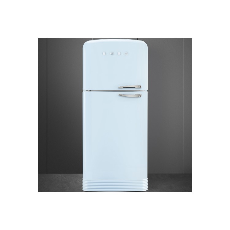 Smeg FAB50LPB Fifties Style 80cm Wide Left Hand Hinge Freestanding Fridge Freezer - Pastel Blue
