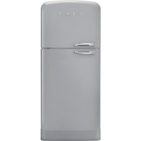 Smeg FAB50LSV Fifties Style 80cm Wide Left Hand Hinge Freestanding Fridge Freezer - Silver