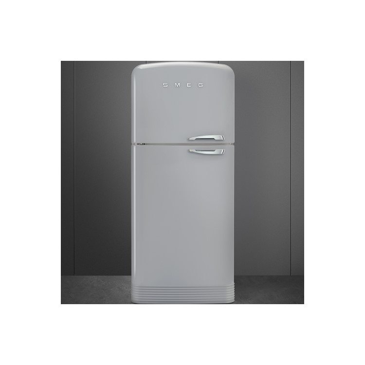 Smeg FAB50LSV Fifties Style 80cm Wide Left Hand Hinge Freestanding Fridge Freezer - Silver