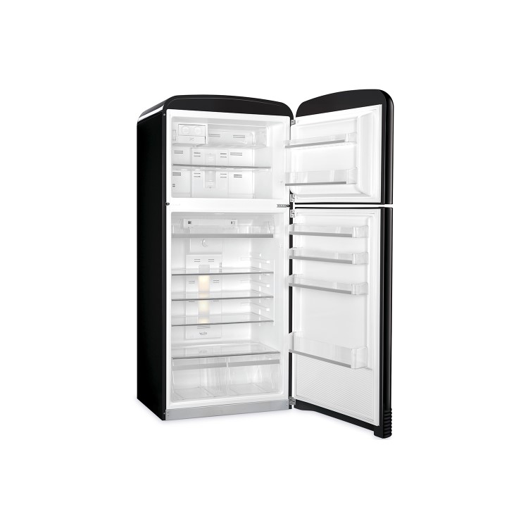 Smeg FAB50RBL Fifties Style 80cm Wide Right Hand Hinge Freestanding Fridge Freezer - Black