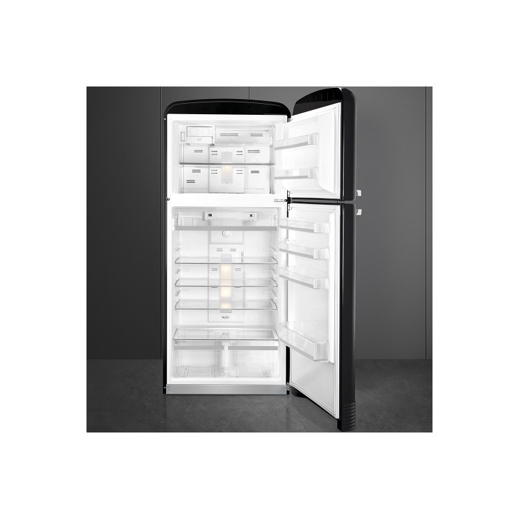 Smeg FAB50RBL Fifties Style 80cm Wide Right Hand Hinge Freestanding Fridge Freezer - Black