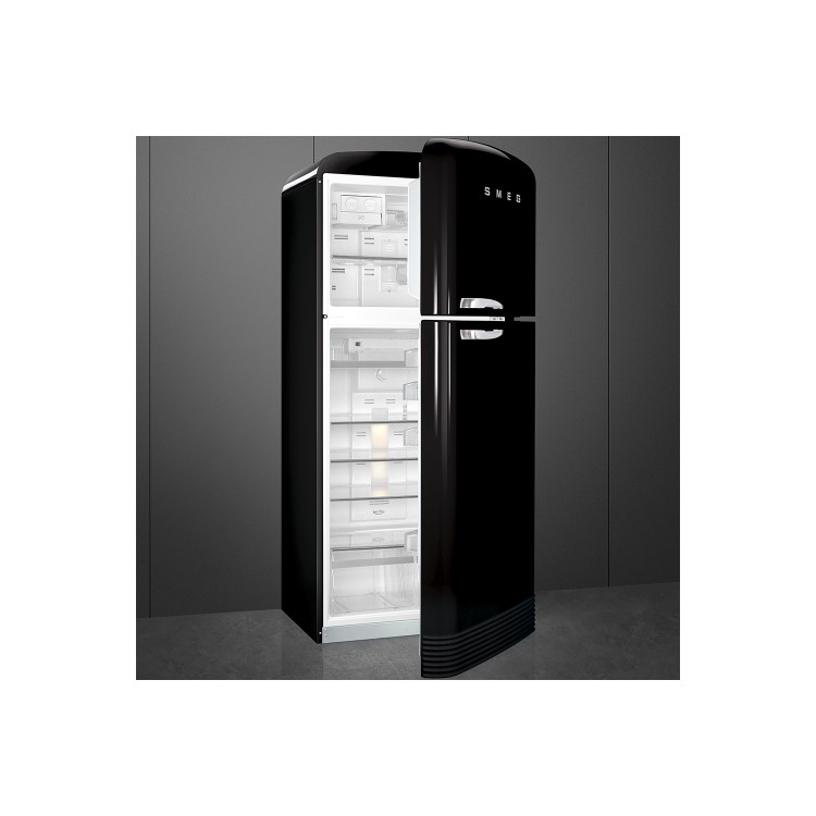 Smeg FAB50RBL Fifties Style 80cm Wide Right Hand Hinge Freestanding Fridge Freezer - Black
