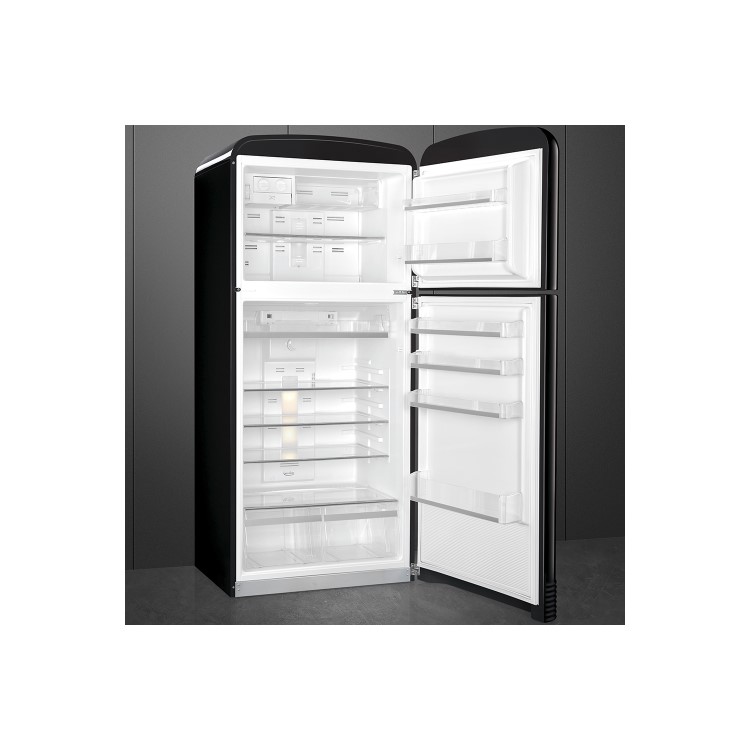 Smeg FAB50RBL Fifties Style 80cm Wide Right Hand Hinge Freestanding Fridge Freezer - Black