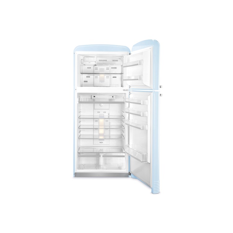 Smeg FAB50RPB Fifties Style 80cm Wide Right Hand Hinge Freestanding Fridge Freezer - Pastel Blue