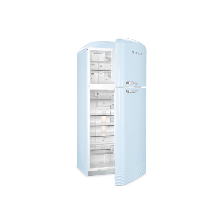 Smeg FAB50RPB Fifties Style 80cm Wide Right Hand Hinge Freestanding Fridge Freezer - Pastel Blue