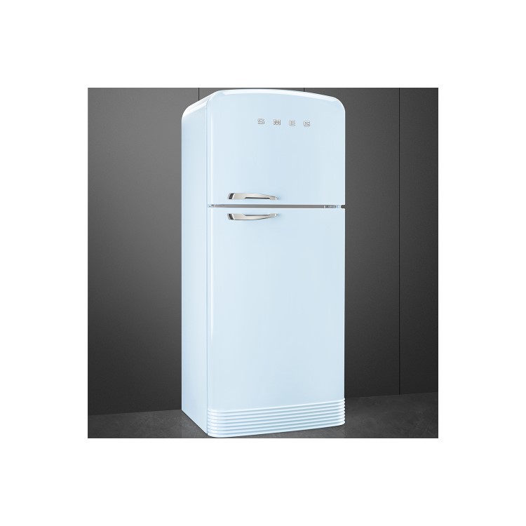 Smeg FAB50RPB Fifties Style 80cm Wide Right Hand Hinge Freestanding Fridge Freezer - Pastel Blue