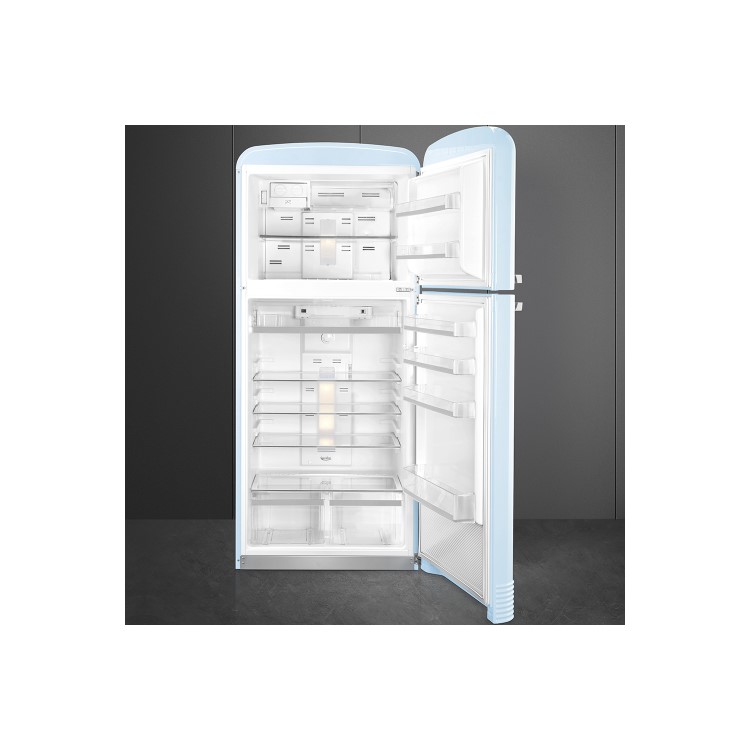 Smeg FAB50RPB Fifties Style 80cm Wide Right Hand Hinge Freestanding Fridge Freezer - Pastel Blue