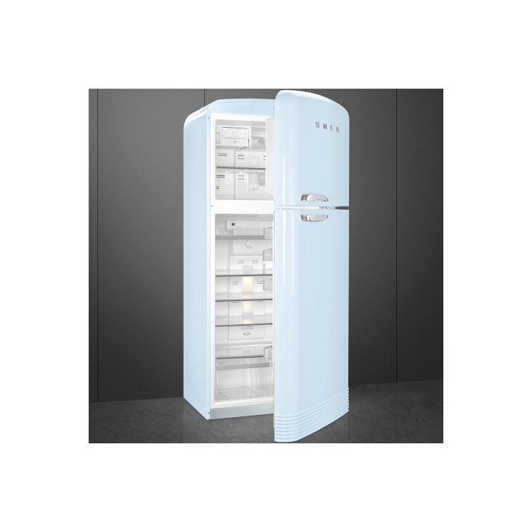 Smeg FAB50RPB Fifties Style 80cm Wide Right Hand Hinge Freestanding Fridge Freezer - Pastel Blue