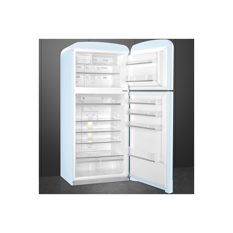 Smeg FAB50RPB Fifties Style 80cm Wide Right Hand Hinge Freestanding Fridge Freezer - Pastel Blue