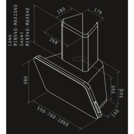 Elica FANTASIA110QZ FANTASIA 110 Vertical Decorative Hood 1100mm Silstone/Quartz