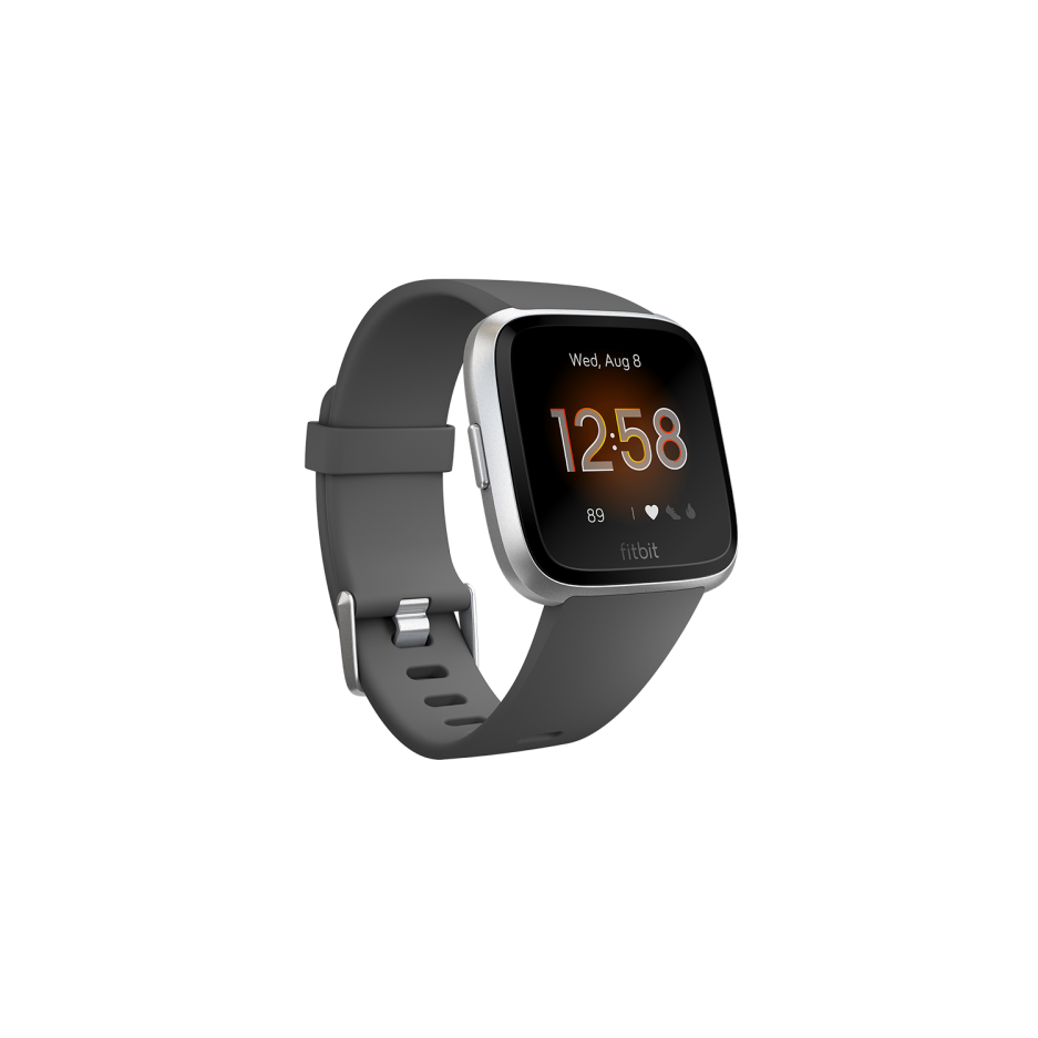fitbit versa lite charcoal silver aluminum